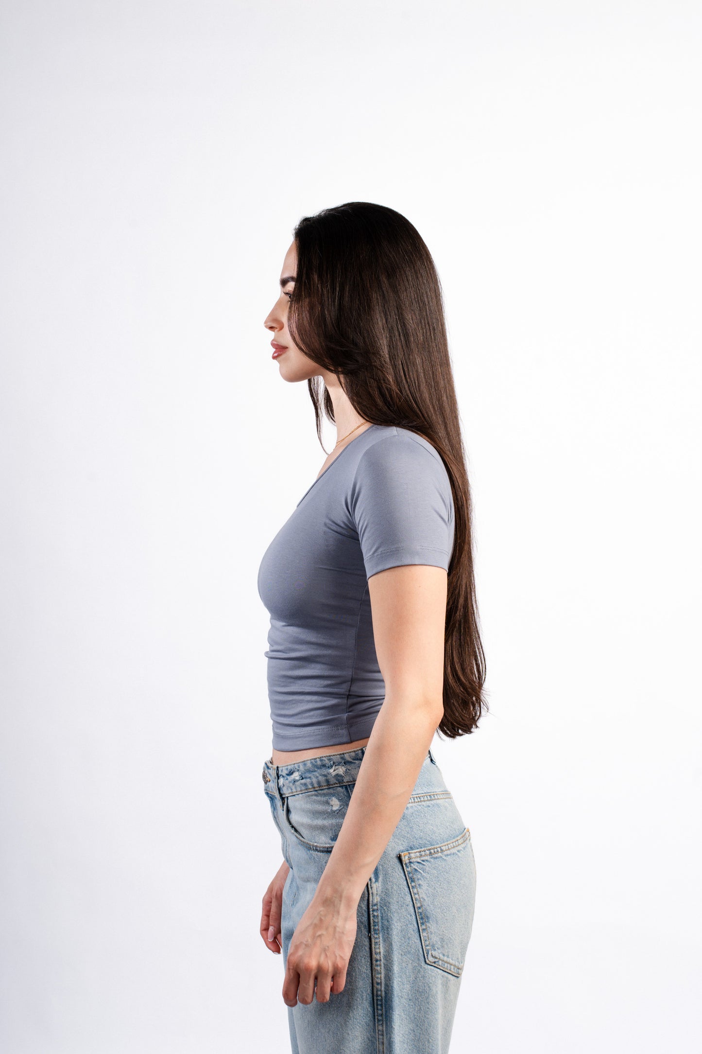 U-SHAPED SHORT SLEEVE TOP