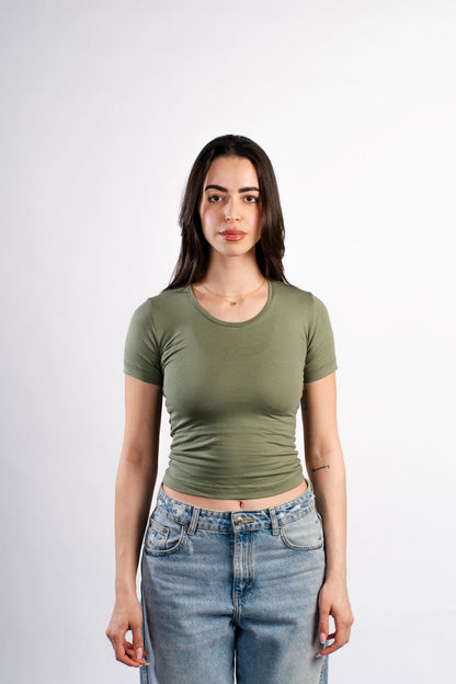 U-SHAPED SHORT SLEEVE TOP