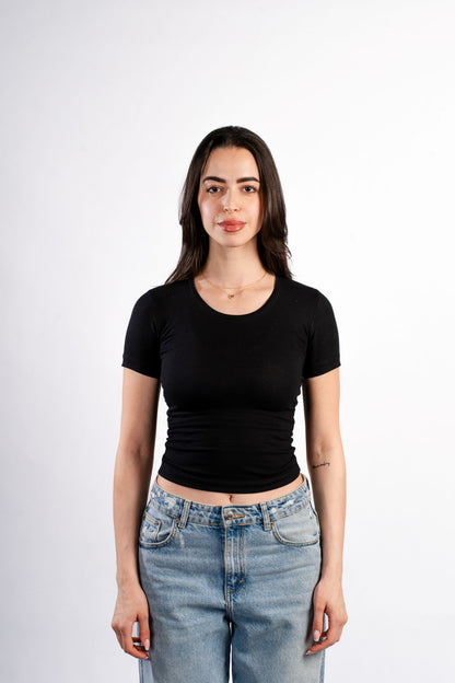 U-SHAPED SHORT SLEEVE TOP