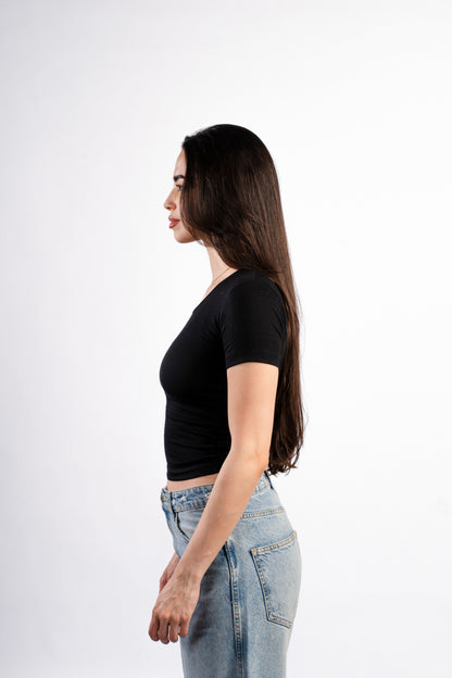 U-SHAPED SHORT SLEEVE TOP