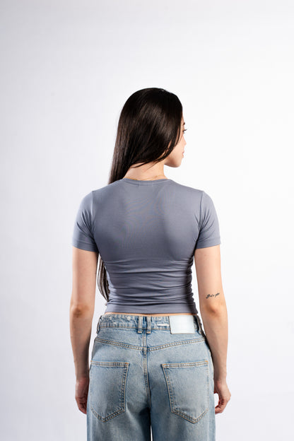 U-SHAPED SHORT SLEEVE TOP